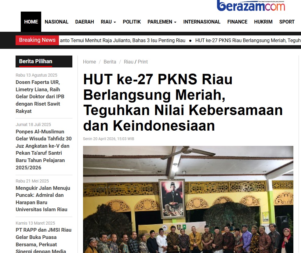 Publikasi Media Online Peringatan Hari Ulang Tahun PKNS Ke-27 Oleh Berazam.Com