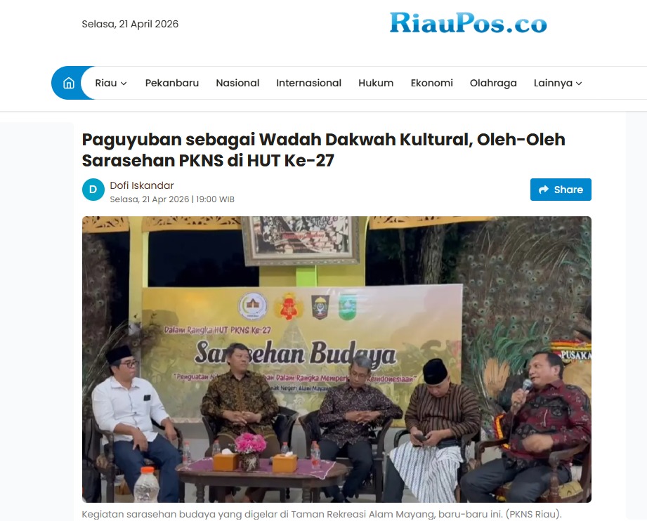Publikasi Media Online Peringatan Hari Ulang Tahun PKNS Ke-27 Oleh Riau Pos
