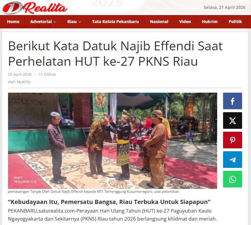 Publikasi Media Online Peringatan Hari Ulang Tahun PKNS Ke-27 Oleh Satu Realita.Com